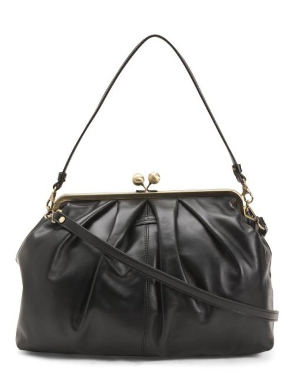 GIANNI CONTI Leather Oversized Frame Clutch